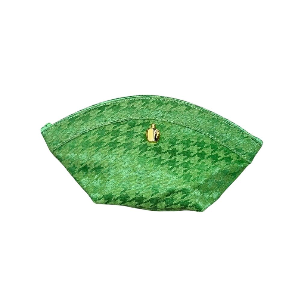 Christian Dior 90โs Green Poison Houndstooth Makeup Bag Cosmetic Case Clutch